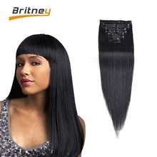 Virgin Brazilian Hair Clip in Extensions Full Head Clip in Human Hair Extensions 8pcs Human Clips for African American Hair