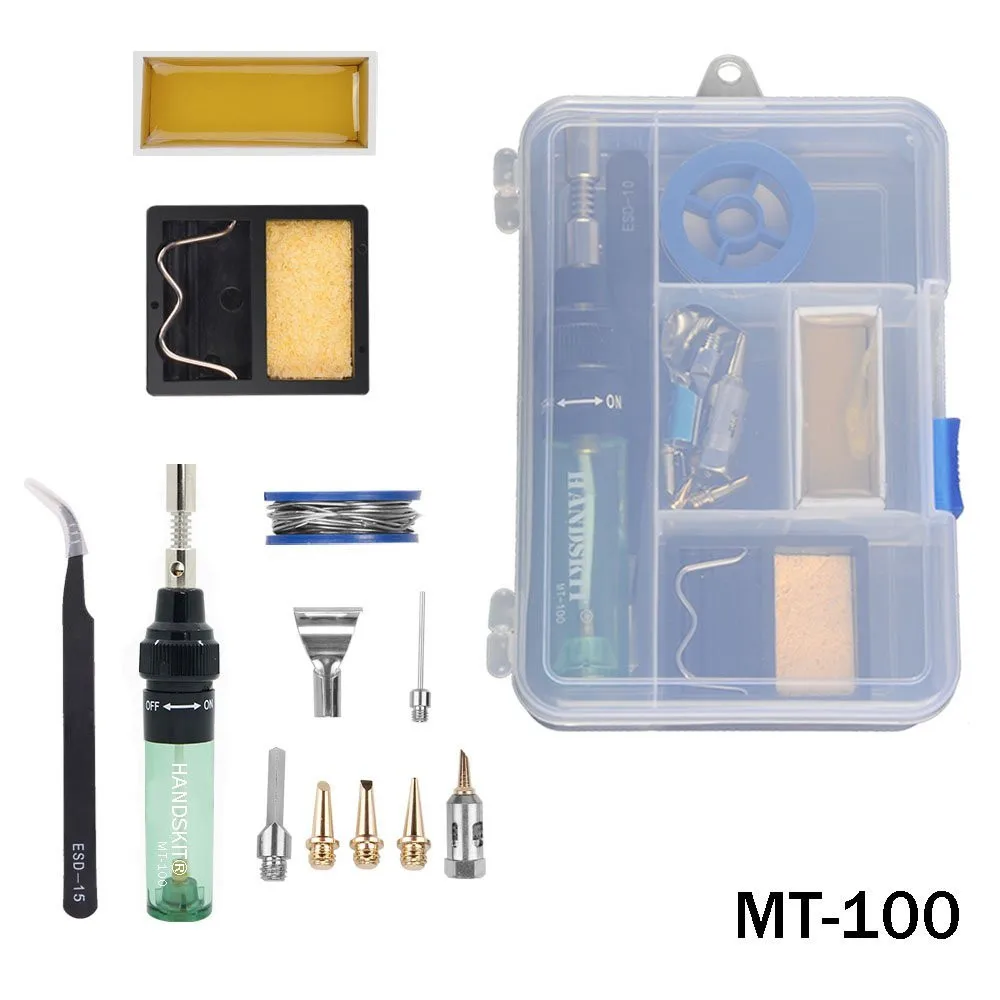 Высокое качество, MT-100, газобетонный Газовый паяльник, Электрический паяльник, пистолет, фонарь, инструмент/наконечник, насадка/пинцет - Цвет: MT-100 BOX