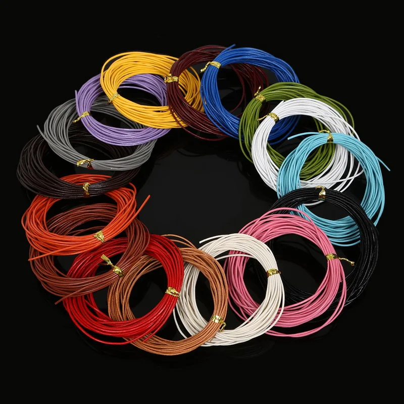 

High Quality Genuine PU Lether 5Meter/pack Dia 1MM Round Rope String Cord for DIY Bracelet & Necklace Jewelry Craft Making
