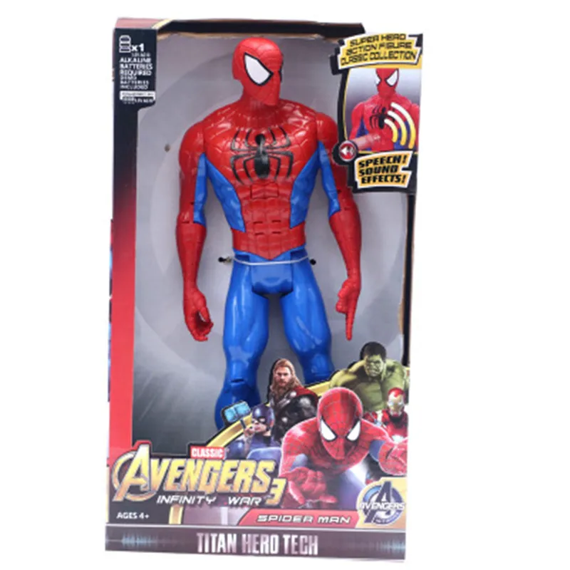 Spider-man NO BOX Супергерои Marvel Мстители танос Черная пантера Капитан Америка Тор Железный человек антман халкбастер Халк фигурка 1" 30 см - Цвет: Spider-man NO BOX