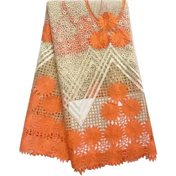 

Embroidered Orange Color African French Lace Fabric High Quality African Tulle Lace Fabric For Sewing Beauty Women Dress 723B