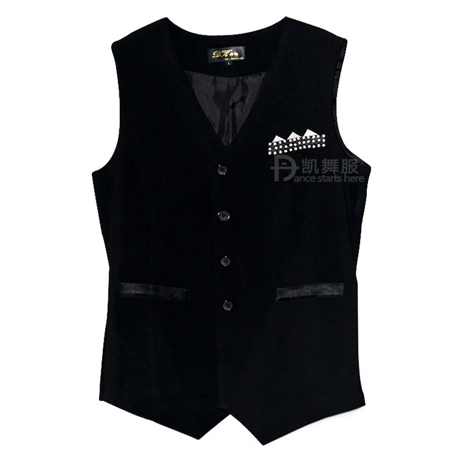 Man Ballroom Dance Shirt Black Dance Top Triangle Vest Mens Ballroom Clothes Latin/Tango/Waltz/Fox-Trot Dress Dancing