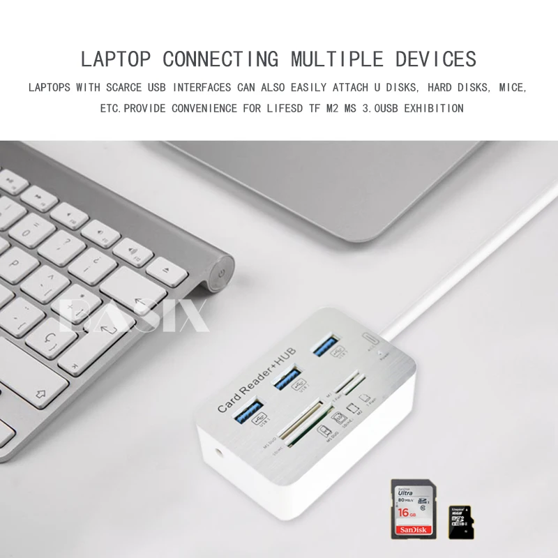 Высокоскоростной Многофункциональный usb хаб Basix 3 0 с картридером MS/SD/M2/TF