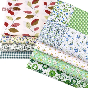 

MoTiRo,50*50cm,8P/Lot,Thin Cotton Fabric,Green Floral Series For Patchwork Quilting/Sewing/Needlework,Fat Quarters Cloth Bundle