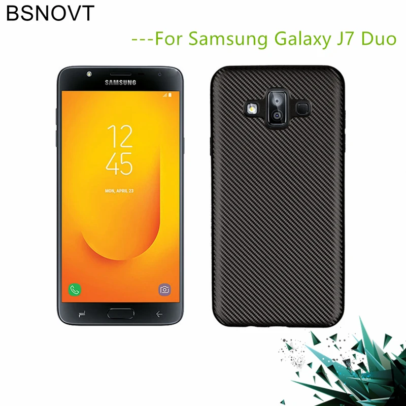 BSNOVT для Samsung Galaxy J7 Duo чехол противоударный мягкий из углеродного волокна тонкий TPU