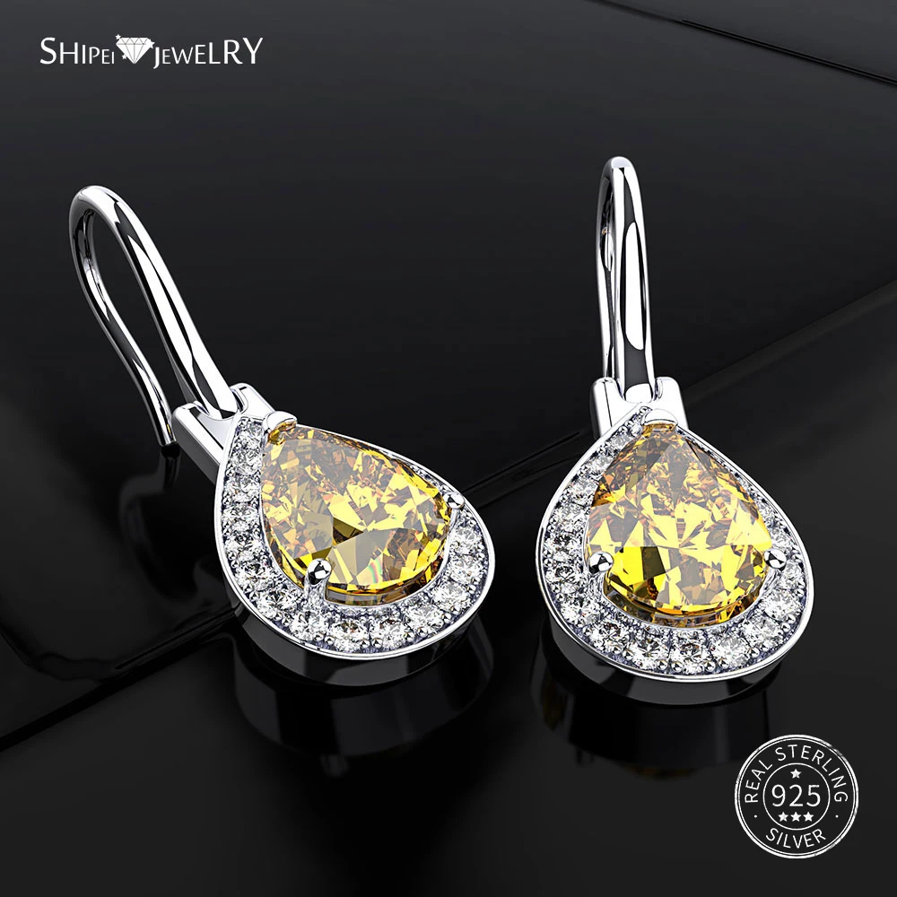 Женские серьги капельки Shipei 100% Стерлинговое Серебро 925 пробы желтый розовый