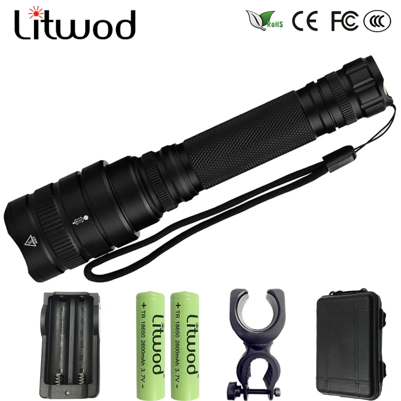 

Litwod Z201515 LED flashlight 20000LM XHP50 Aluminum alloy Zoomable torch Tactical defense Lantern For Camping Hiking light