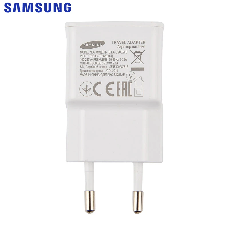 Samsung оригинальное зарядное Зарядное устройство зарядный адаптер для samsung Galaxy Grand 2 G7106 A5300 A7 A730X A9 A8 A5 J7 S6 край N9150 - Тип штекера: Only EU Adapter