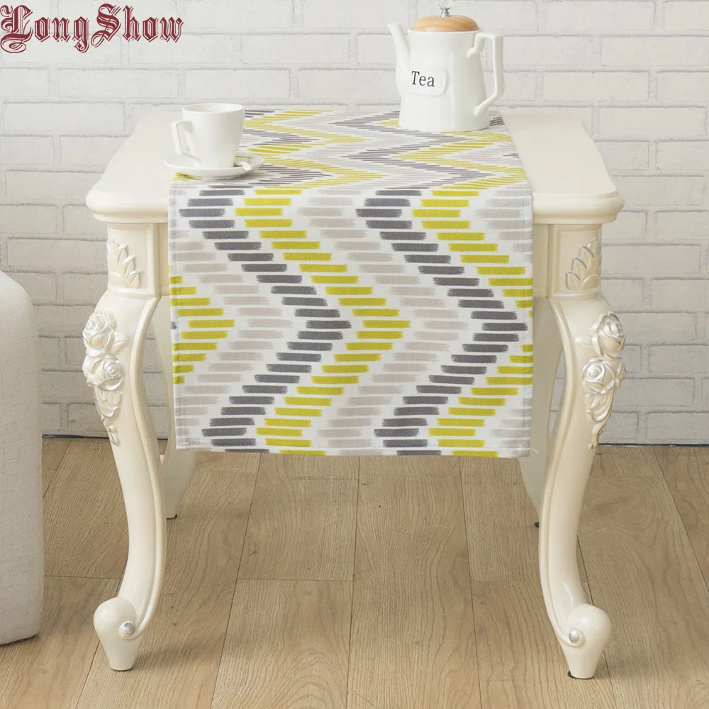 Us 6 46 34 Off Free Shipping Modern Style Elegant Light Blue Colour Geometric Waves Pattern Soft Plushed Table Runner In Table Runners From Home