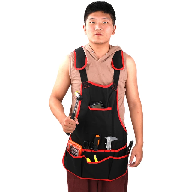 Multifunctional Portable Adjustable Canvas Work Apron with Multiple Pockets and Buckles for Tools Storage Tool Container