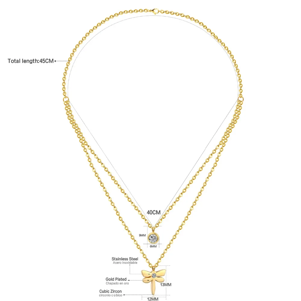 Роскошное Двухслойное золотое ожерелье с кулоном в виде креста с круглыми кулонами из кубического циркония для женщин, модные аксессуары