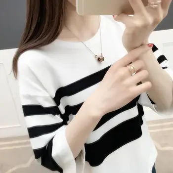 

3187 - film stripe color matching sets seven round collar sleeve sweater 29