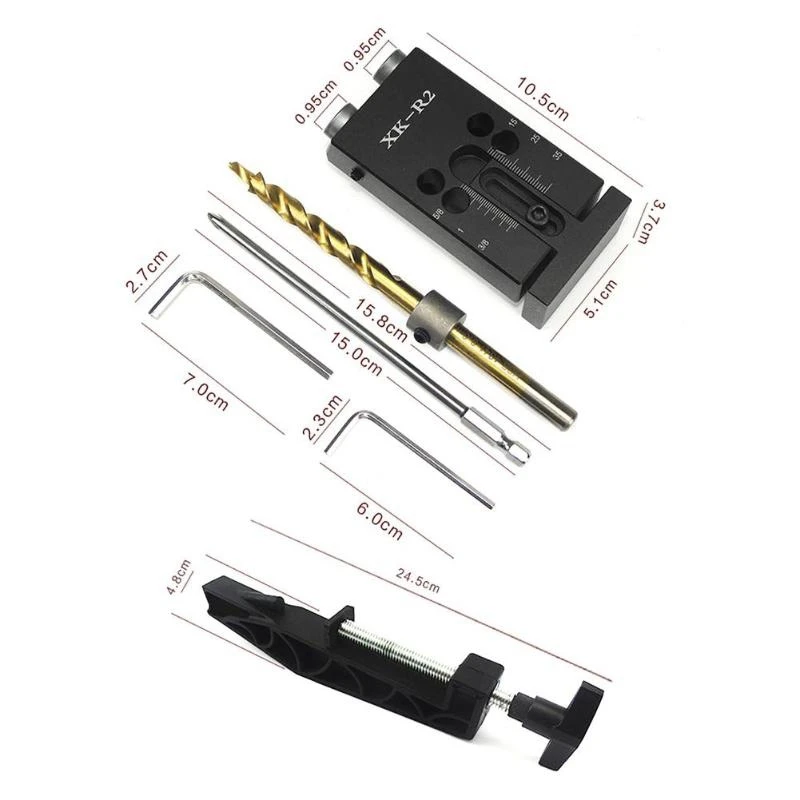 Xk-R2 карман склонны отверстие джиг комплект дрель Руководство набор для деревообрабатывающие столярных + Шаг сверло + шестигранные ключи