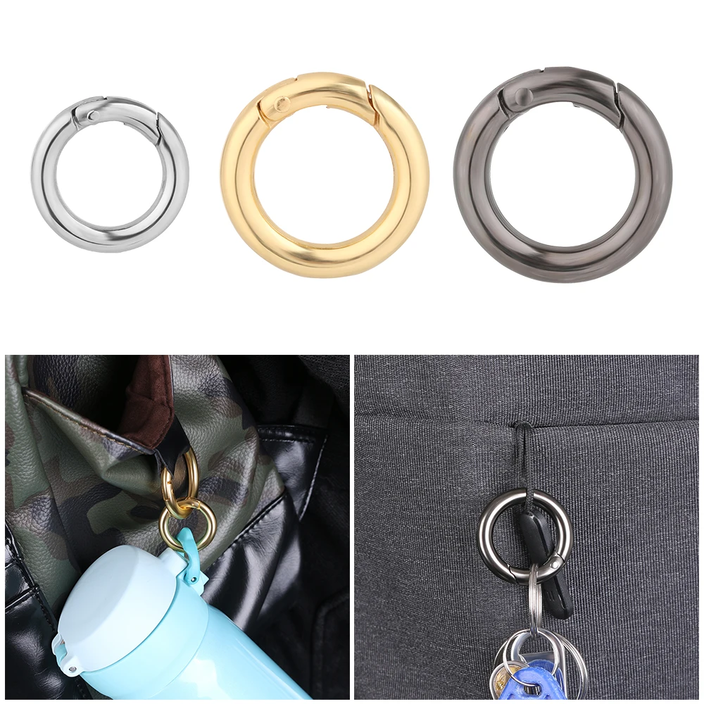 

O-Ring Buckles Zinc Alloy Plated Gate Spring Clips Carabiner Purses Handbags Round Push Trigger Snap Hooks For Clothes