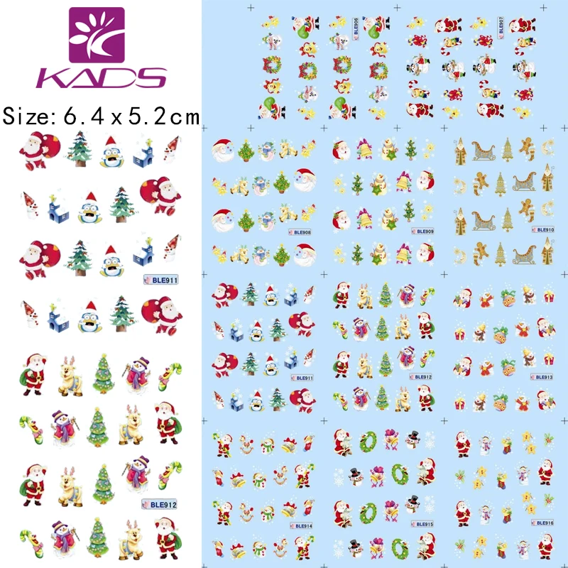 KADS 11sheet/SET Christmas nail sticker DECAL BLE906 916 Series water