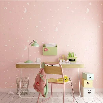 

0.53x10m Fluorescent Luminous Wallpapers Star Moon Patterns Men Girls Sleeping room Stars Sky Roofs Kids Room Wallpapers