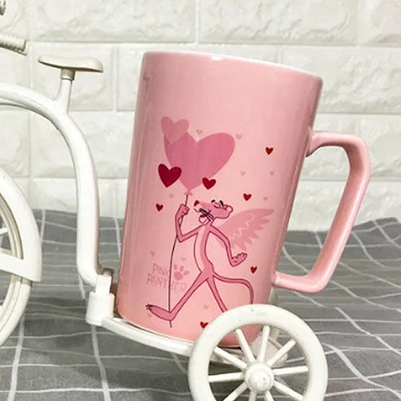 Розовая пантера кофейная кружка с ложкой крышки 350 мл креативные керамические чашки и кружки на день рождения девочки мальчика Рождественский подарок