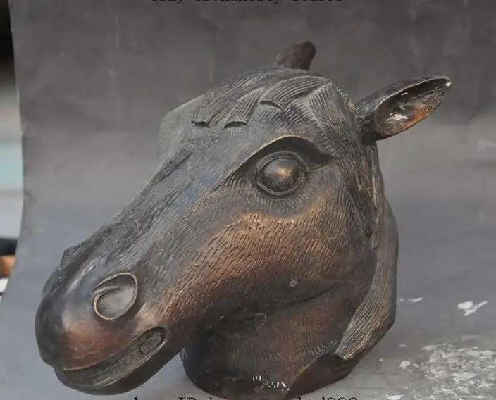 Chinese Bronze fengshui Zodiac Success Animal Horse Head Art Statue Sculpture | Дом и сад