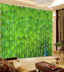 На заказ занавеска s 3D занавеска павлинье перо фото затемняющие шторы Роскошные 3D занавески s для гостиной кровать комната офис