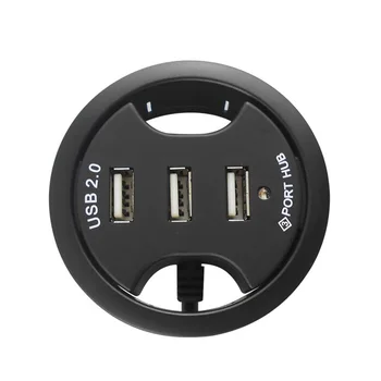 

Office Computer Desk Round Hole USB Splitter USB Hubs Converter for Laptop/PC/Mac Expansion Interface 3 Port 1.4 Plug play