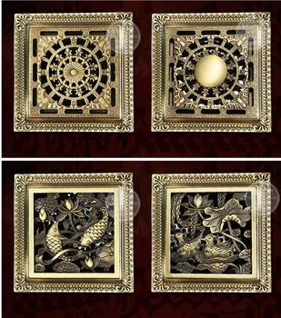 

New Arrival 12*12cm Antique Brass Flower Carved Bathroom Balcony Square Floor Drain /bathroom shower hair trap cover