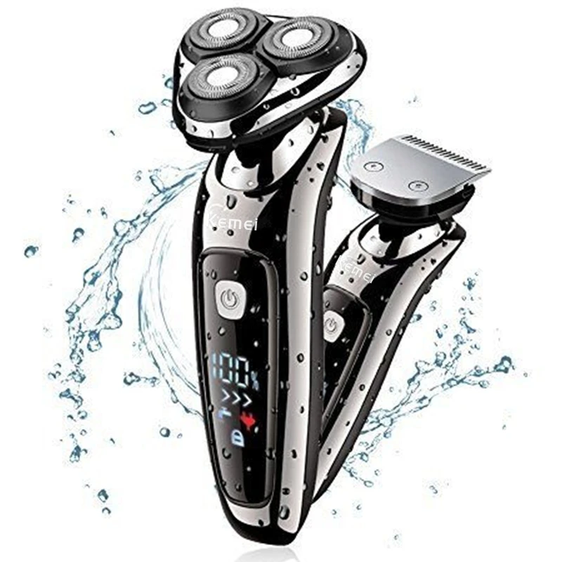 

wet dry electric shaver facial electric razor for men male beard shaving machine rotary head usb rechargeable 2in1 grooming kit