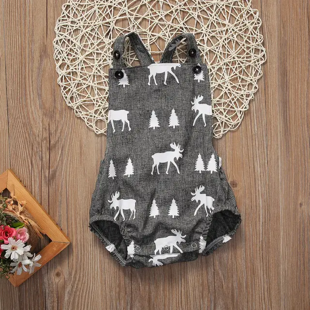 Cute Baby Romper Newborn Baby Boy Girl Fawn Clothes Sleeveless Deer Playsuit Romper Jumpsuit Outfit Sunsuit  0-2Y 2