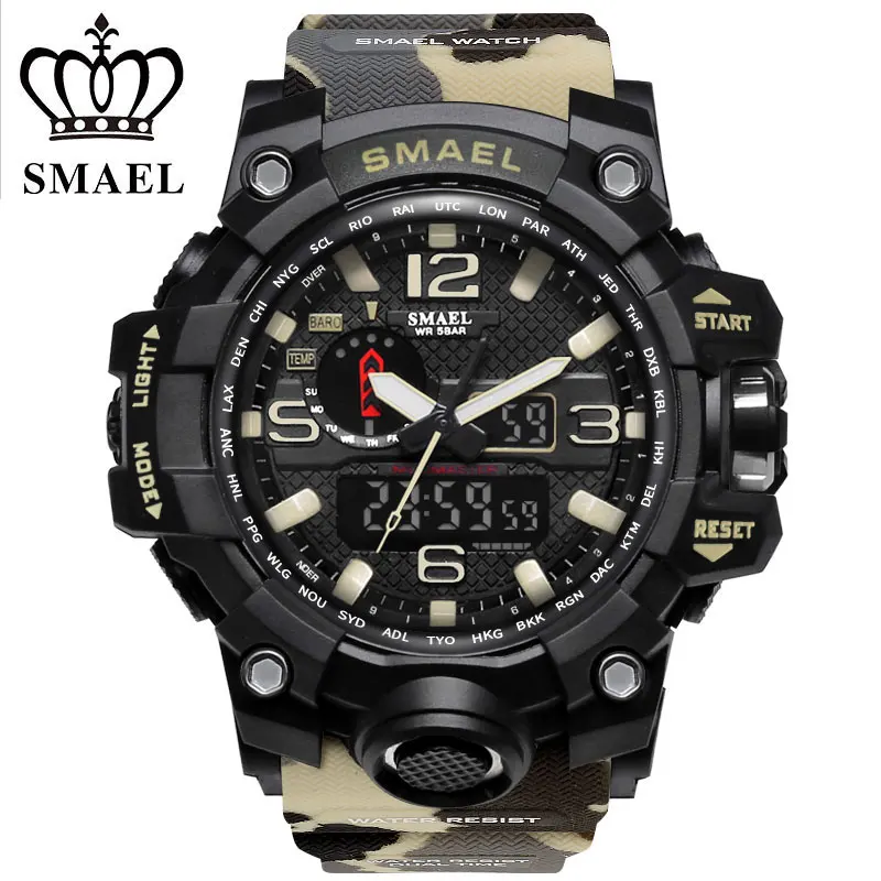 Online 2017 SMAEL G Estilo Militar de Camuflaje Digital reloj de Los Hombres Deportes de La Moda Ejército Reloj LED Relojes de Pulsera Electrónica De Choque para Los Hombres
