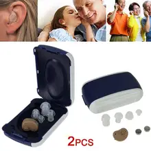 2 шт./партия Мини невидимые в ухо слуховые аппараты Лучший усилитель звука Регулируемый тон с батареей Красота Инструменты для ухода за здоровьем