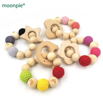 

New jewelry nursing toy PASTEL crochet beads 20mm engrave wood bead good quality beech wooden star heart charm ET104