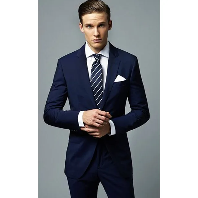 Custom Made Dark Blue 2 Pieces Mens Suits (Jacket+Pants) Groom Tuxedos Slim  Fit Best Man Suit Groomsman Mens Wedding Suits|2 piece mens suits|mens  wedding suitsbest wedding suits - AliExpress
