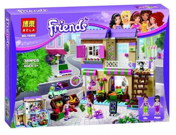 2016 New 10495 389Pcs Friend Heartlake Food Market Model Building Kits Minifigures Blocks Bricks Girl Toy