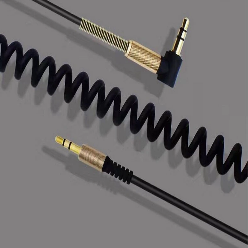 200 개당 2M 3.5mm 남성-남성 스프링 Aux 케이블 오디오 케이블, 아이폰 6 6s 플러스 5s MP3 / MP4 헤드폰 스피커 캡