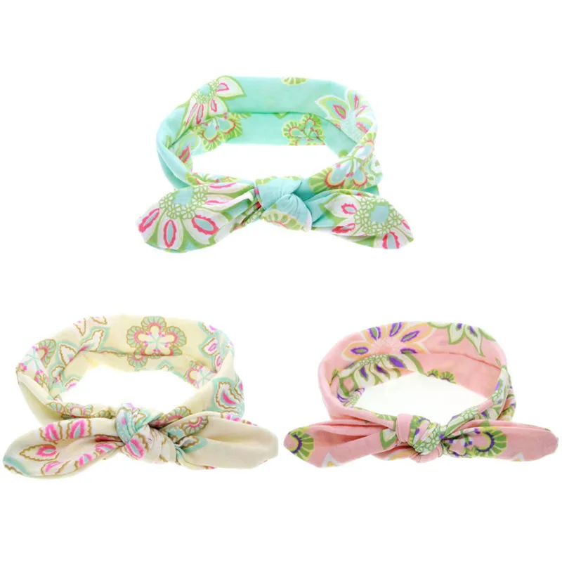KLV HairBands For Girls 2017 Hot Selling New Fashion Kids Baby Rabbit Printing Ears Elastic Flowers Bowknot Headband | Детская одежда и