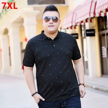 

Summer big size Short-Sleeve Polos Men's Loose Plus size 7XL Tide Brand big Men's Lapel-Throw Lapel Polos