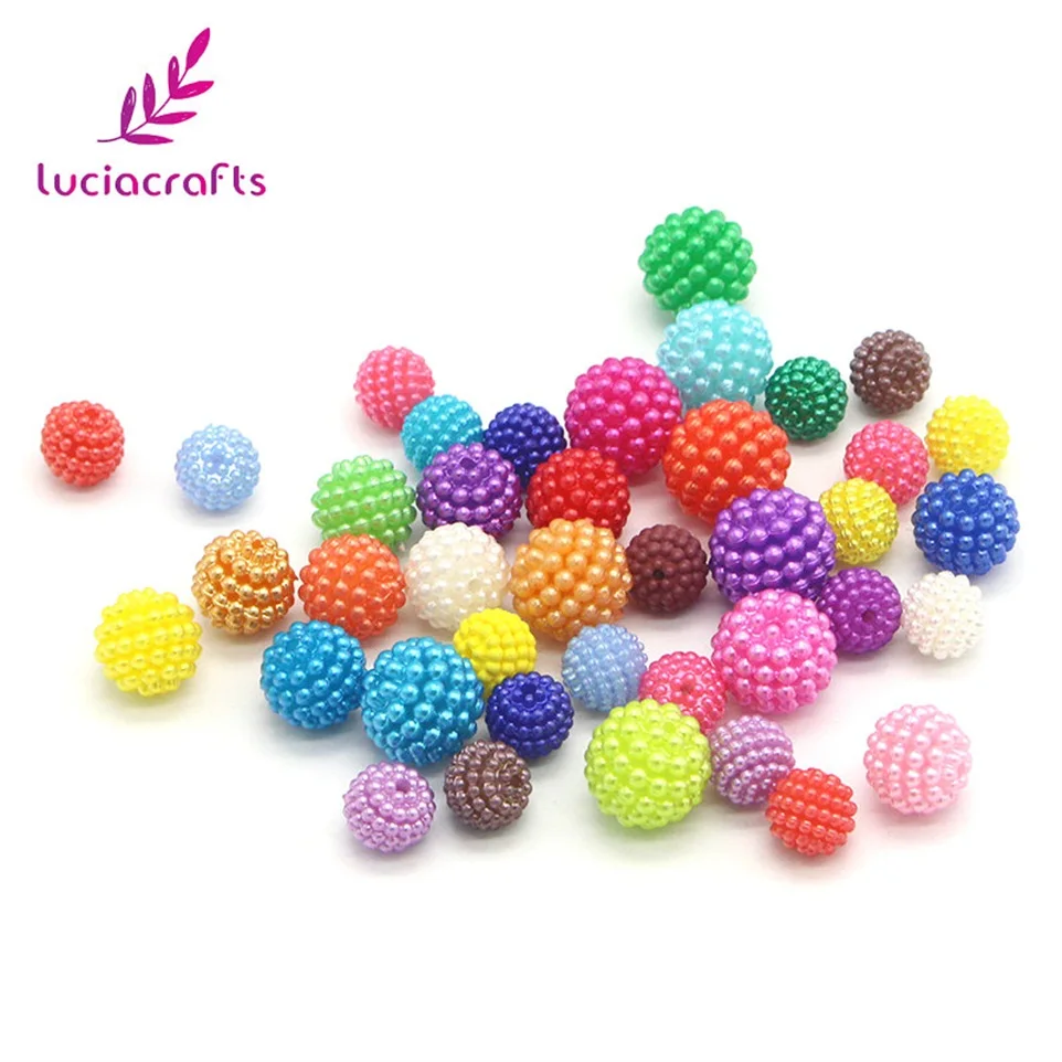 

Lucia Crafts Mix 10/12/14mm Plastic Colorful Loose Beads Handcraft Beads for DIY Garment Handmade Materials 50g/lot 028019012