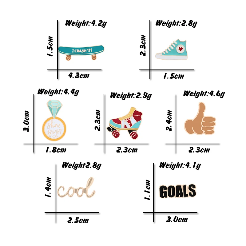 Shshd Мультфильм Скейтборд броши для обуви спортивная медаль письмо эмалированная булавка крутая Мужская Женская куртка нагрудная булавка значок Ювелирная коллекция