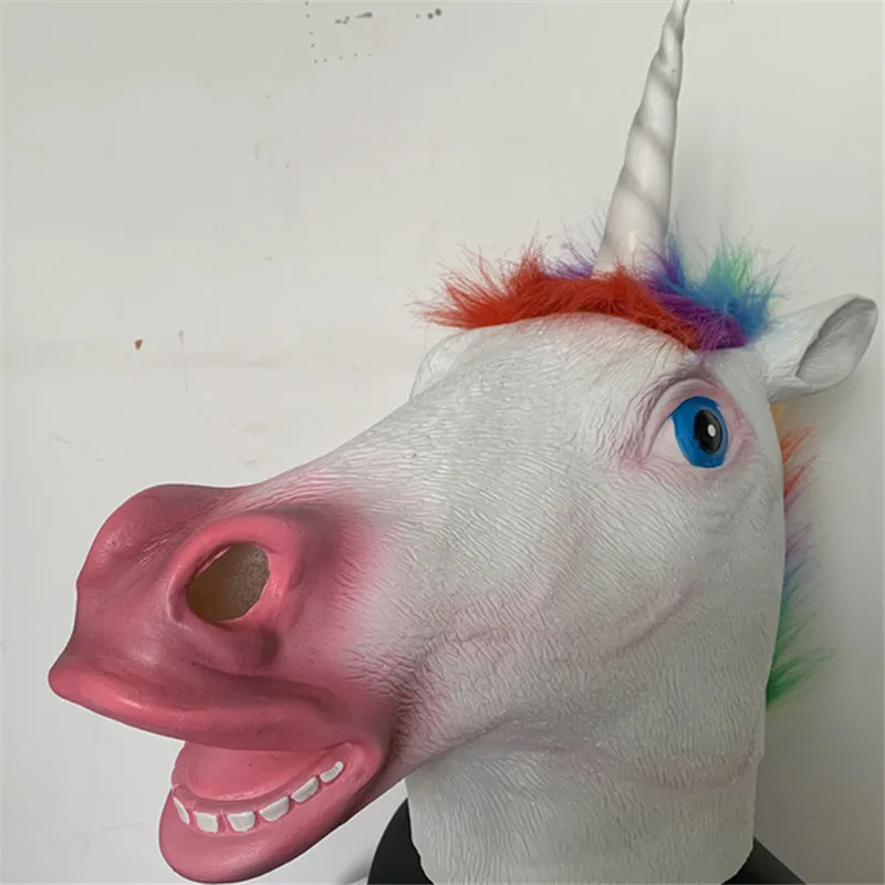 Новые цветные волосы Сексуальная Маска единорога популярно после всего лица маска Хэллоуин, латекс маска театральные вечерние реквизиты - Цвет: colorful unicorn