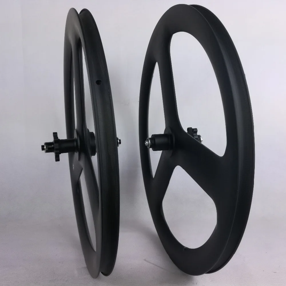 Excellent new design 3 spoke 451 carbon wheels 451 tri spoke BMX carbon wheelset clincher wheels 11s fixed gear wheels 0