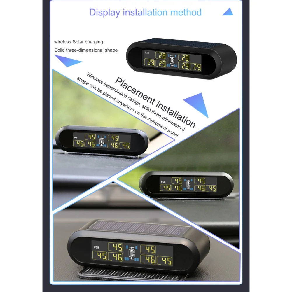 Умный автомобиль TPMS система контроля давления в шинах Солнечная энергия цифровой ЖК-дисплей автоматическая система охранной сигнализации s давление в шинах