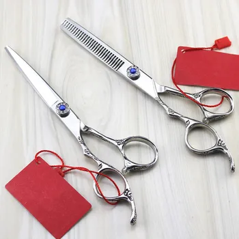 

Professional New Left hand Japan 6 inch Plum handle hair scissors thinning shears hair cutting barber hairdressing scissors set