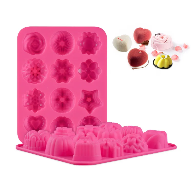 

HOHOBLANC 4 even soap mold flower pudding .ice silicone mold chocolate mold fiower tool pastey heat resistant 1011