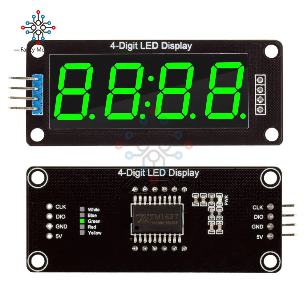 4-разрядный светодиодный 0,5" 7 сегментов Дисплей трубка TM1637 часы с двойным точки модуль Размеры: 30x14 мм 0,56 дюймов для Arduino, 5 цветов