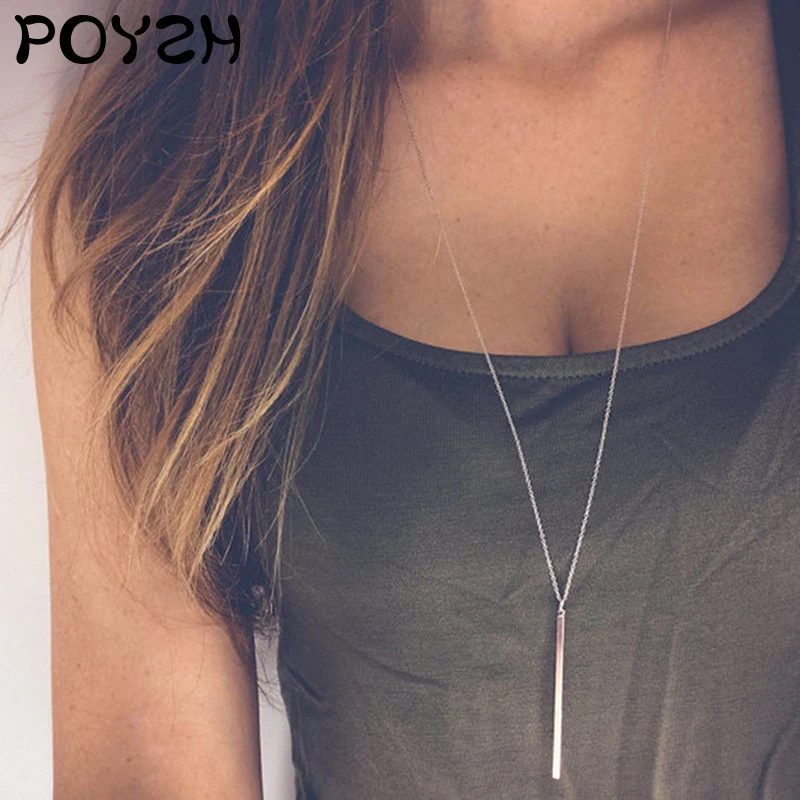 

Simple fashionable personality Pendant Necklace Metal alloy long stick Necklace Women's jewelry Girls'Party Gifts Collar ketting