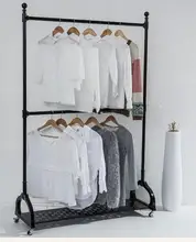 Cheap Tieyi clothing store. Display rack. Male and female children's wear double pole lift and floor type with wheel hanger.1