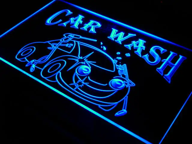 

i196 OPEN Car Wash Display Shop Auto LED Neon Light Sign On/Off Switch 20+ Colors 5 Sizes