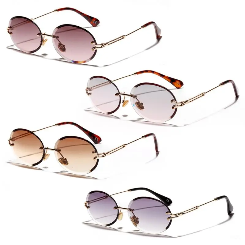 New Rimless Sunglasses Fashion Trend Hot Unisex Protection Eyewear Women Men Outdoor Driving Metal Leg Oval UV400 Brand Designer