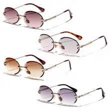 New Rimless Sunglasses Fashion Trend Hot Unisex Protection Eyewear Women Men Outdoor Driving Metal Leg Oval UV400 Brand Designer