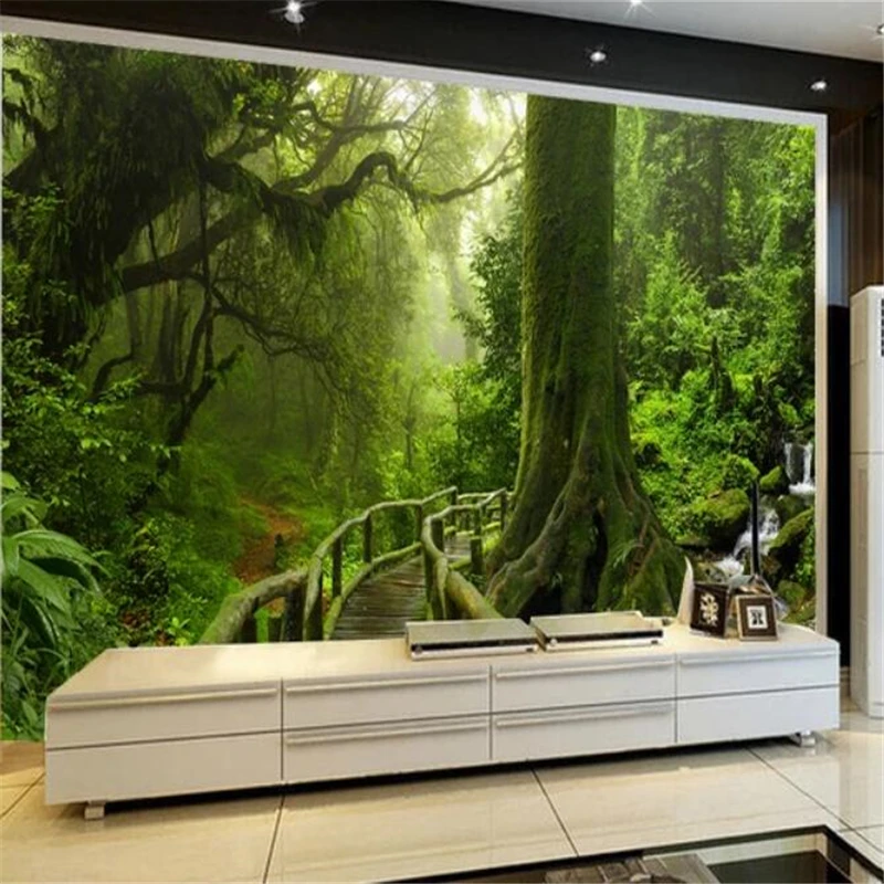 

beibehang Custom wallpaper 3d murals green big tree landscape tropical rain forest woods forest wall papers home decor wallpaper