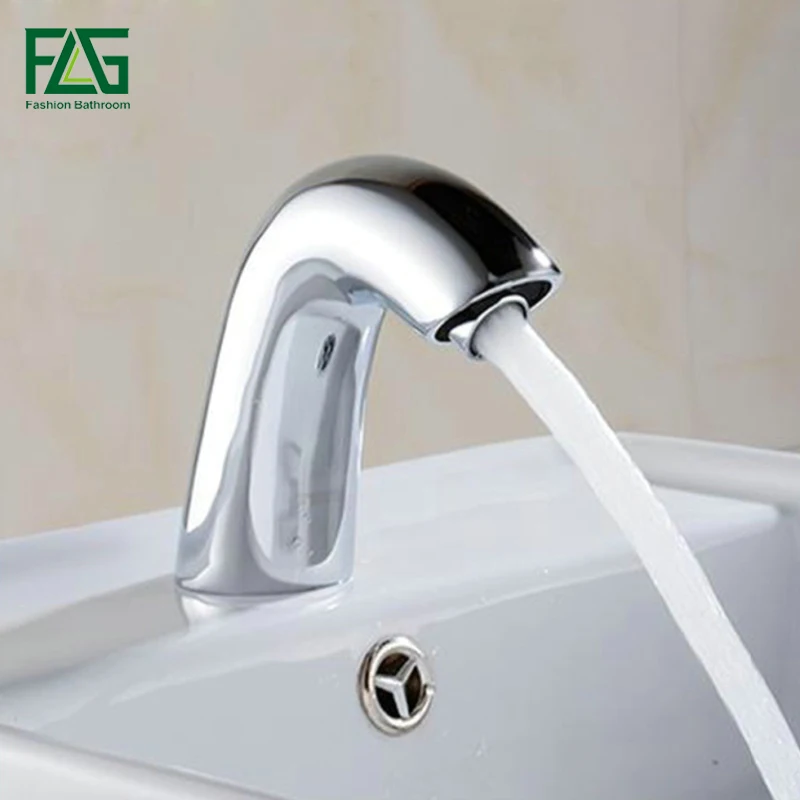 FLG Water Saving Basin Faucets Chrome Brass No Handle Tap Battery Power